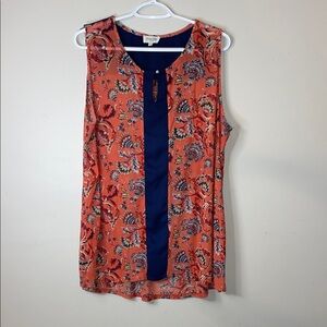 EUC Siren Lily Floral Sleeveless Top - Coral and Navy size 3X #325